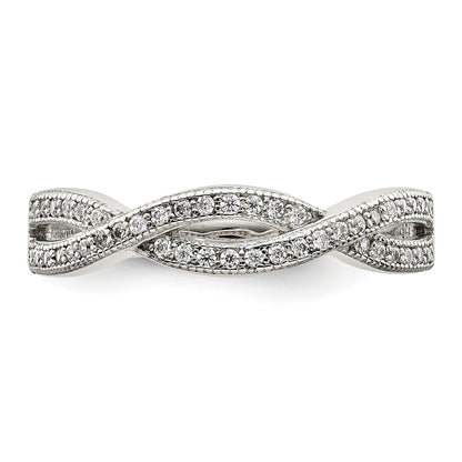 Sterling Silver Rhodium Plated Cz Ring
