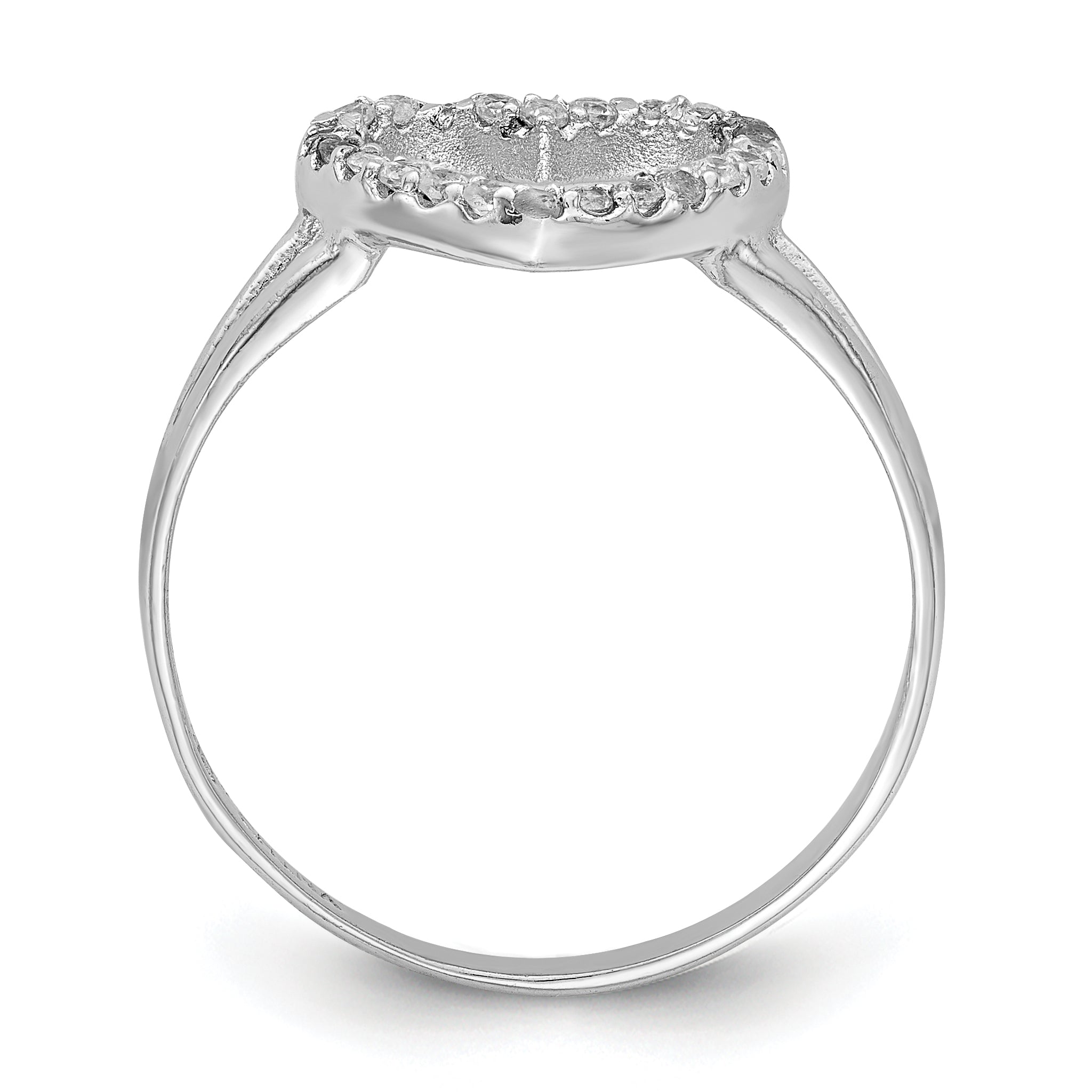Sterling Silver Rhodium Plated Polished Cz Heart Ring