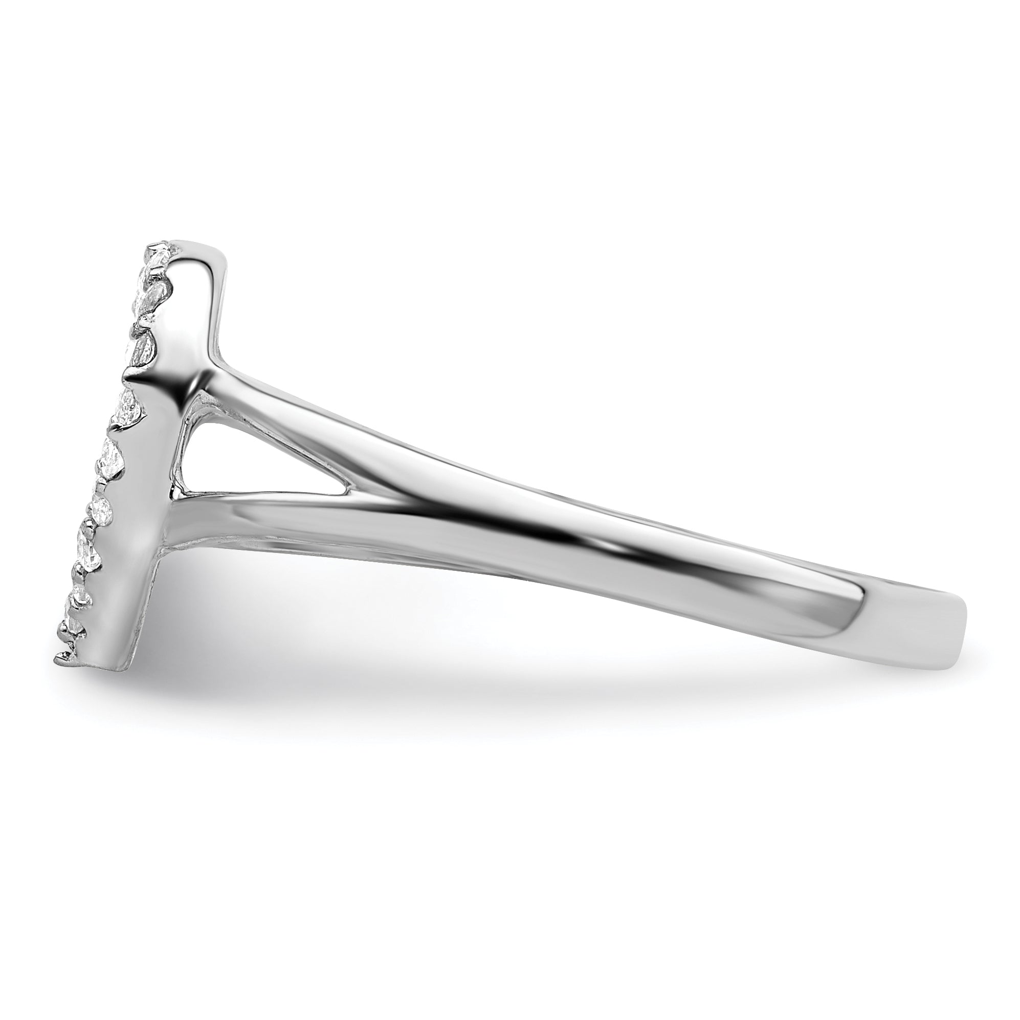 Sterling Silver Rhodium Plated Polished Cz Heart Ring