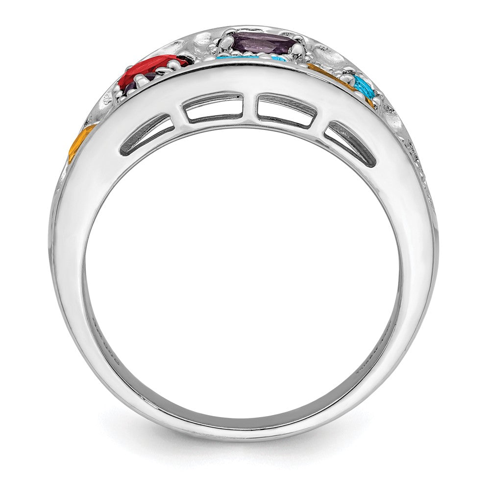 Sterling Silver Rhodium Plt Amethyst/Citrine/Blue Topaz/Garnet/Peridot Ring