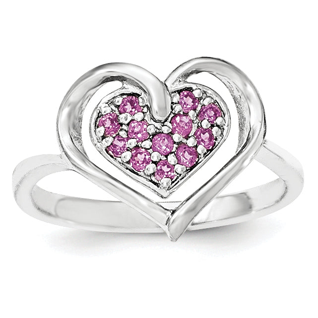 Sterling Silver & Rhodolite Garnet Heart Ring