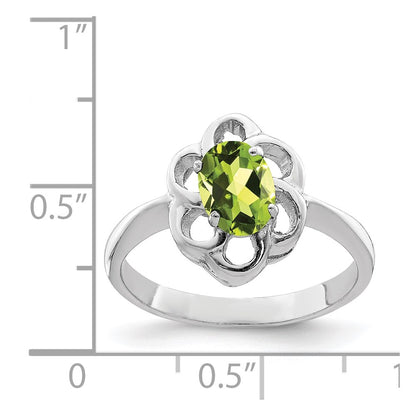 Sterling Silver Rhodium Peridot Ring