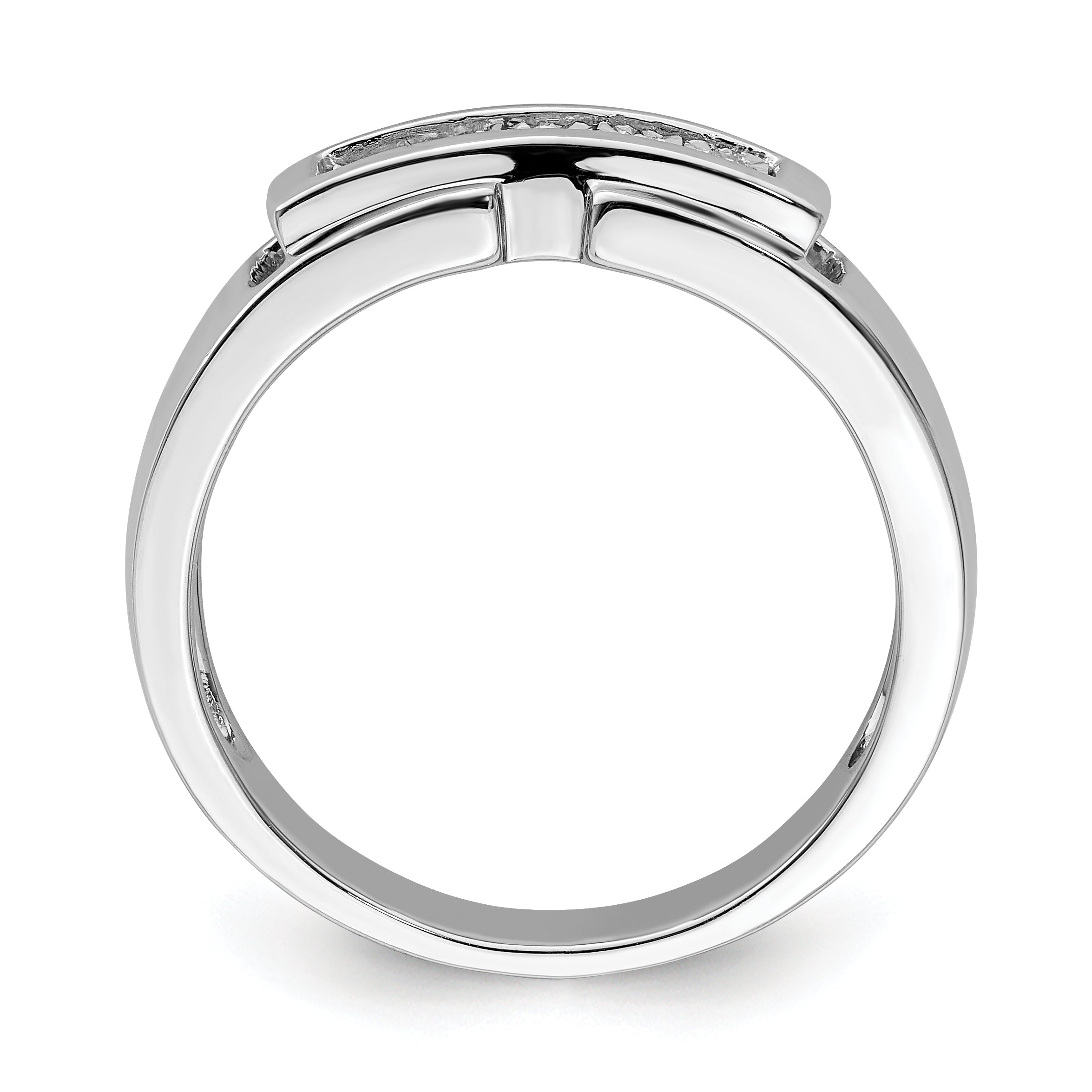 Sterling Silver Rhodium Plated Men'S Polished Diamond Ring