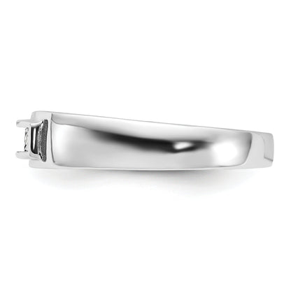 Sterling Silver Rhodium Plated Men'S Polished Diamond Ring