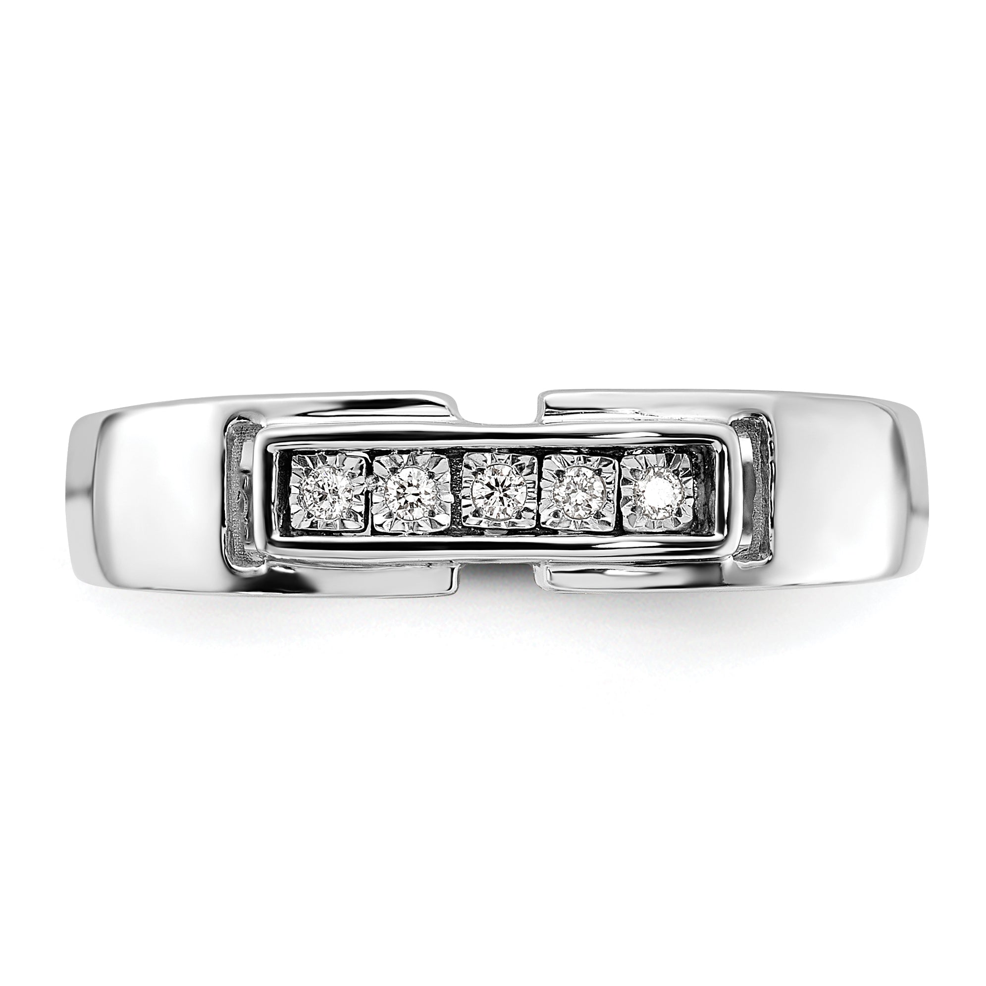 Sterling Silver Rhodium Plated Men'S Polished Diamond Ring