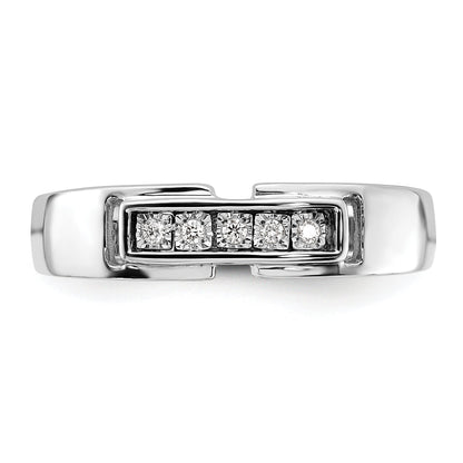 Sterling Silver Rhodium Plated Men'S Polished Diamond Ring