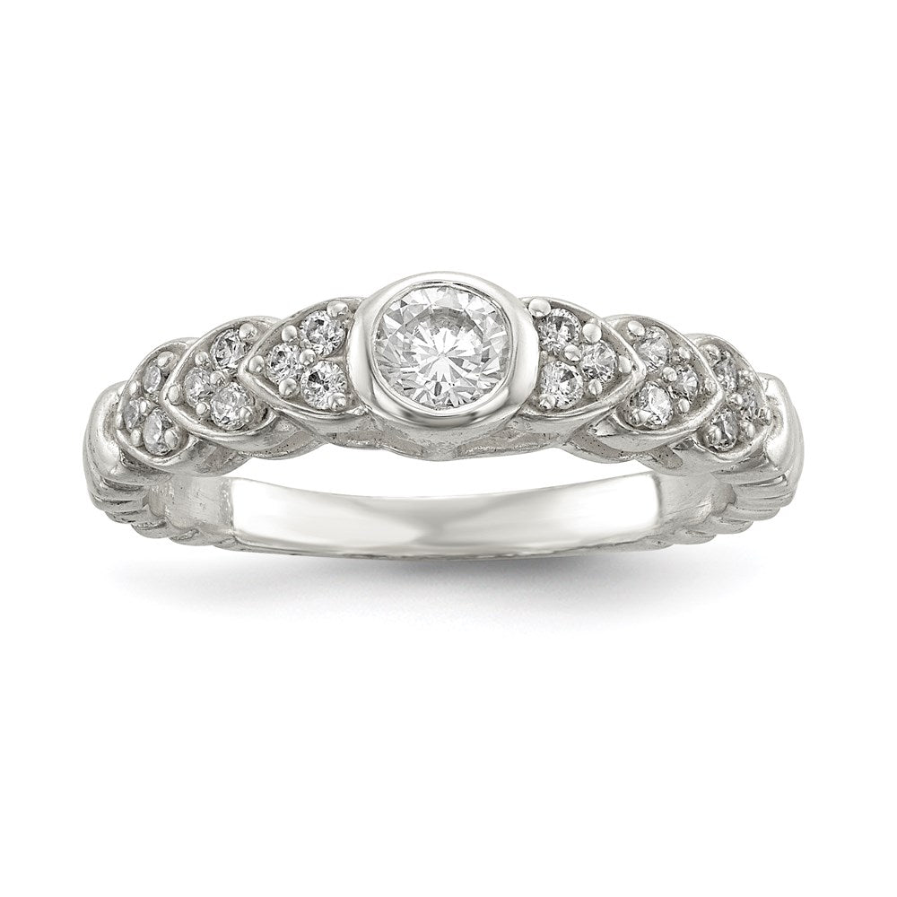 Sterling Silver Polished Cz Fancy Ring