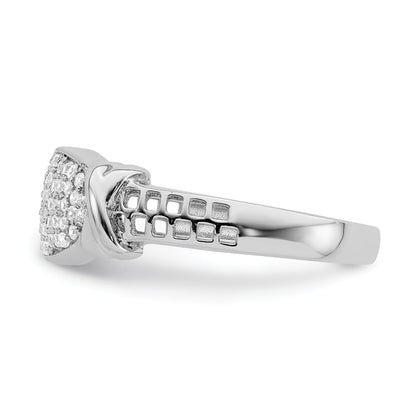 Sterling Silver Rhodium Plated Cz Ring