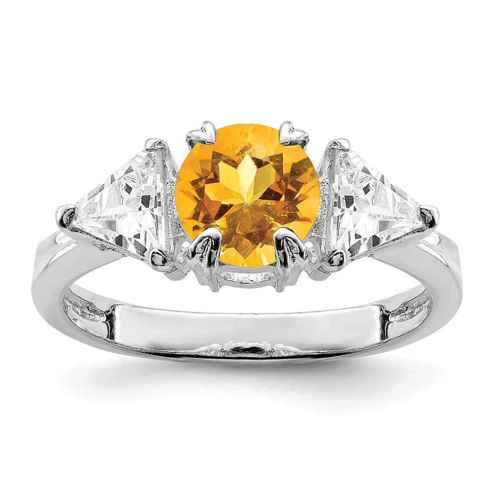 Sterling Silver Rhodium Citrine Ring
