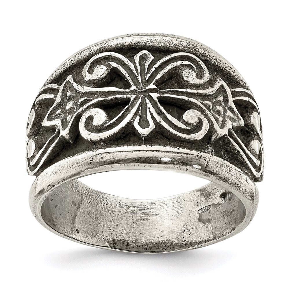 Sterling Silver Antiqued Scroll Design Ring (QR6833-11) – Goldia.com.au
