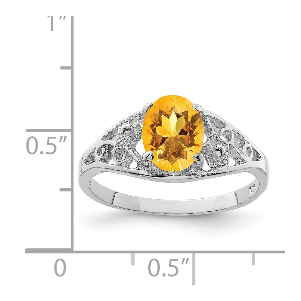 Sterling Silver Rhodium Citrine Ring