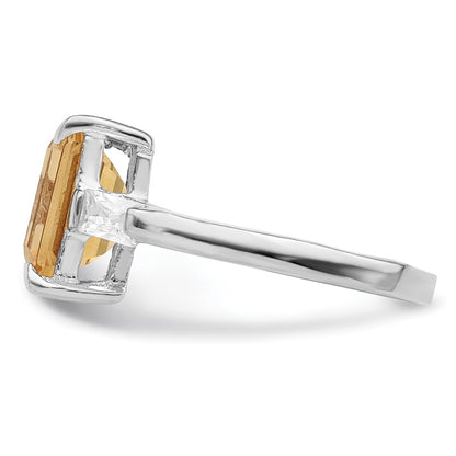 Sterling Silver Rhodium Citrine Ring