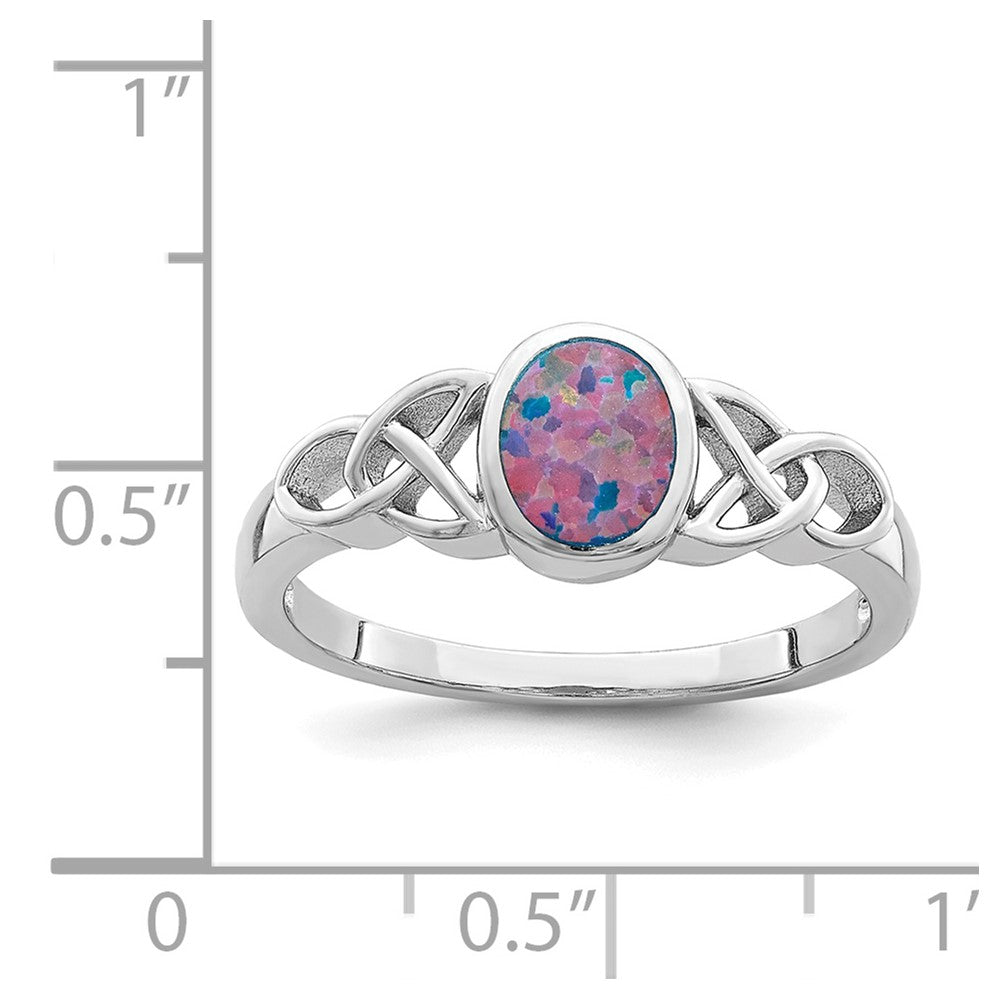 Sterling Silver Rhodium Plated Lab Created Opal Ring