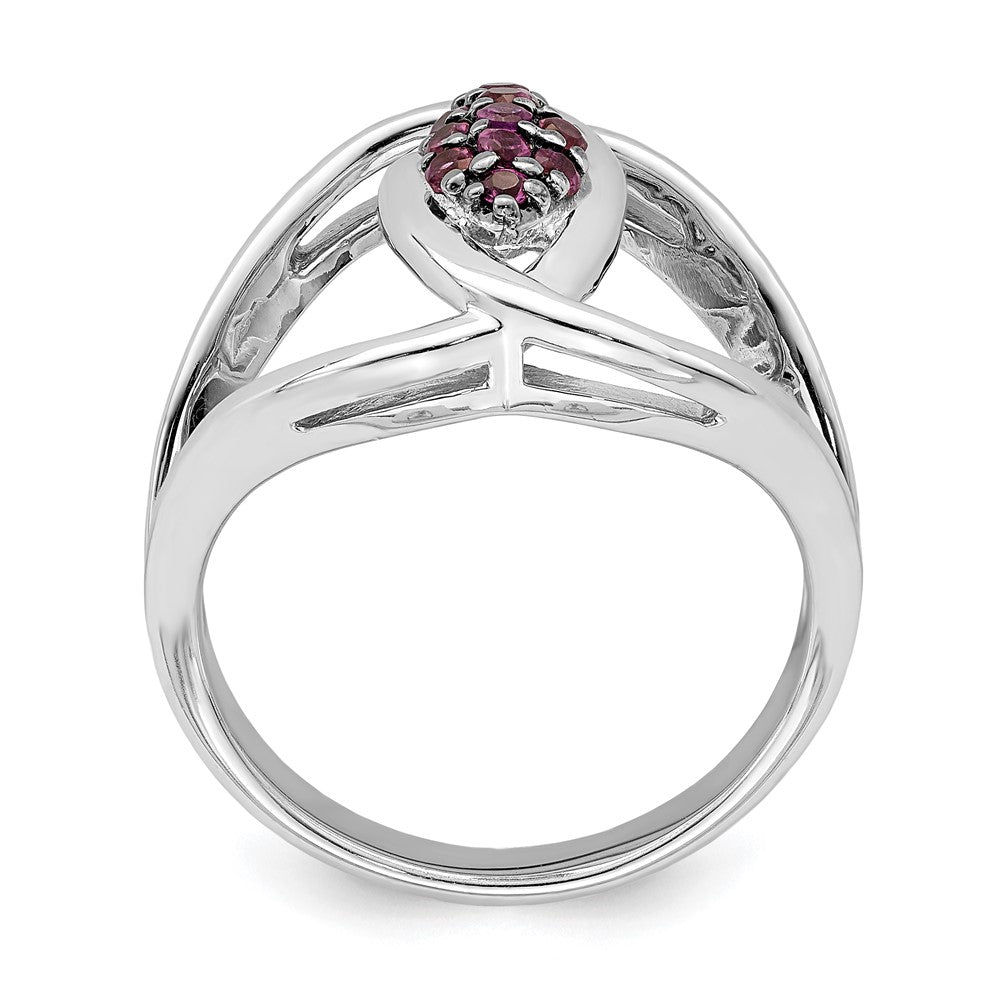 Sterling Silver Rhod Plat Rhodolite Garnet Ring