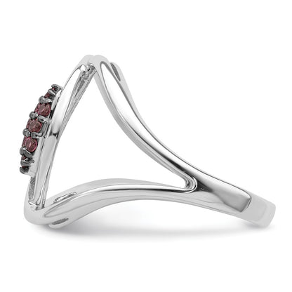 Sterling Silver Rhod Plat Rhodolite Garnet Ring