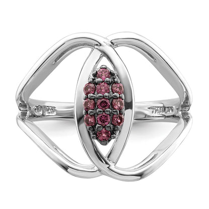 Sterling Silver Rhod Plat Rhodolite Garnet Ring