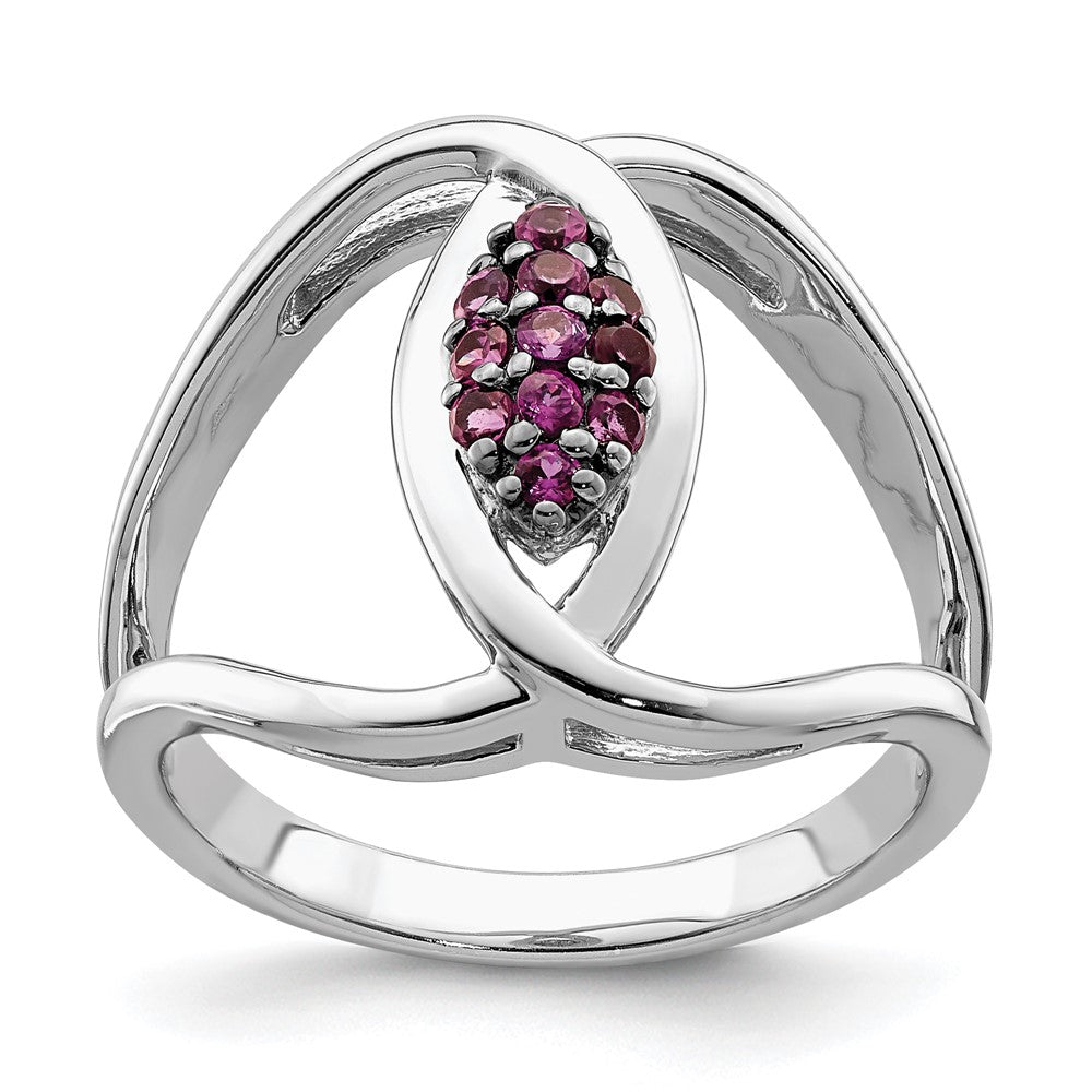 Sterling Silver Rhod Plat Rhodolite Garnet Ring