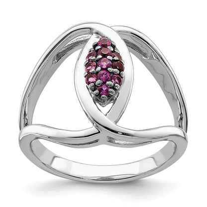 Sterling Silver Rhod Plat Rhodolite Garnet Ring