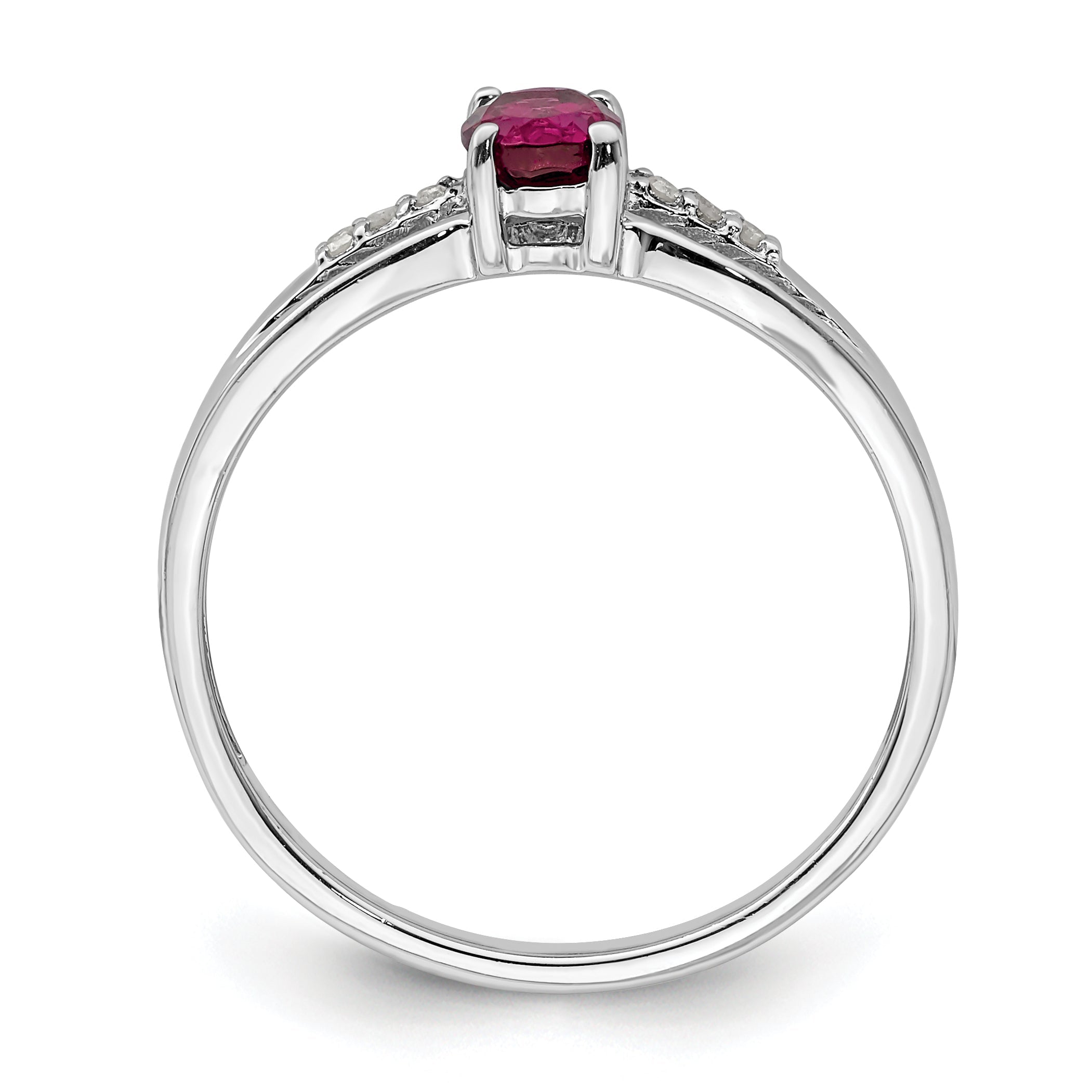 Sterling Silver Rhod Plated Diamond Rhodolite Garnet Ring