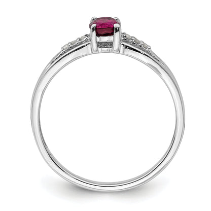 Sterling Silver Rhod Plated Diamond Rhodolite Garnet Ring