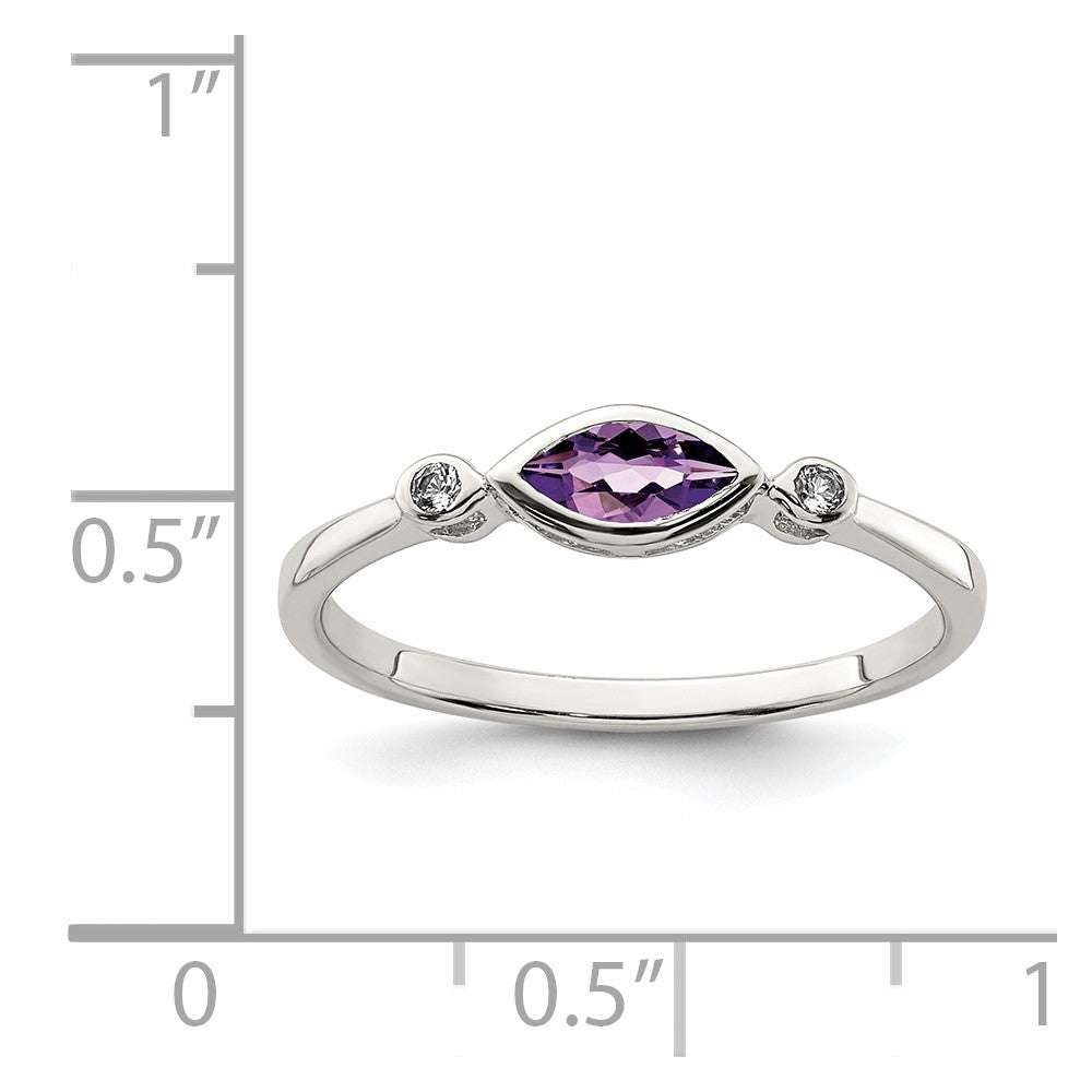 Sterling Silver Rhodium Plated Polished Amethyst/White Topaz Ring