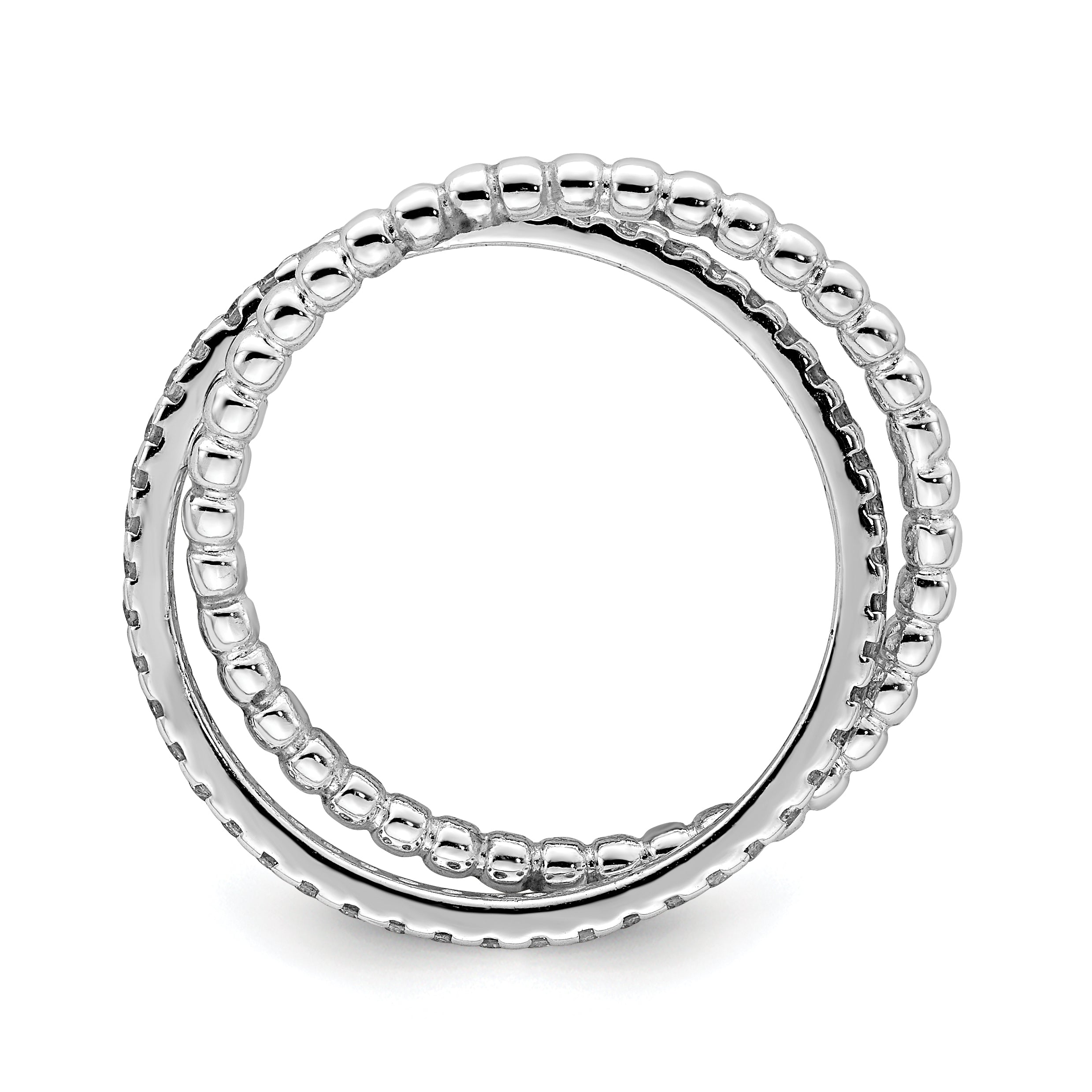 Sterling Silver Rhodium Plated Cz Ring