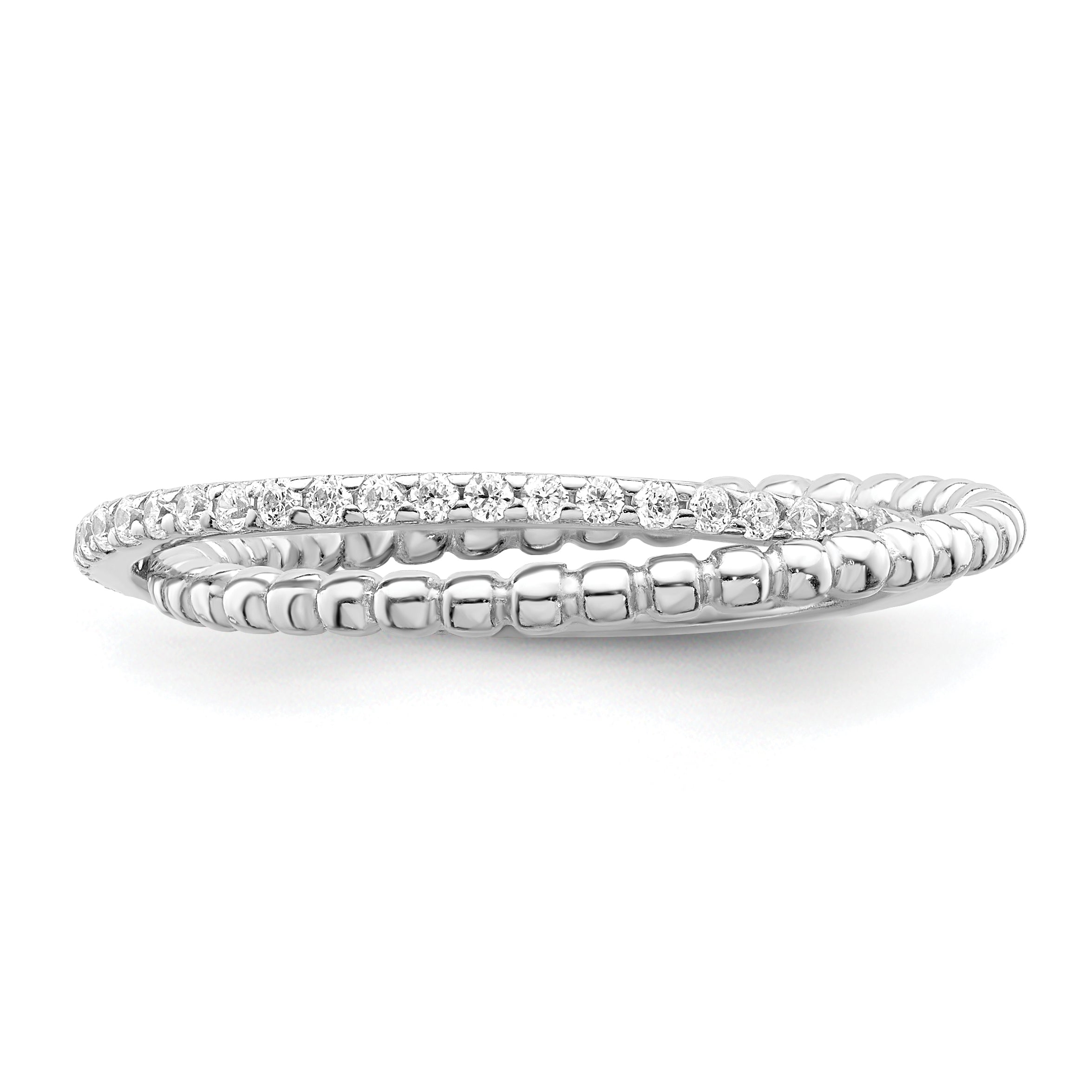 Sterling Silver Rhodium Plated Cz Ring