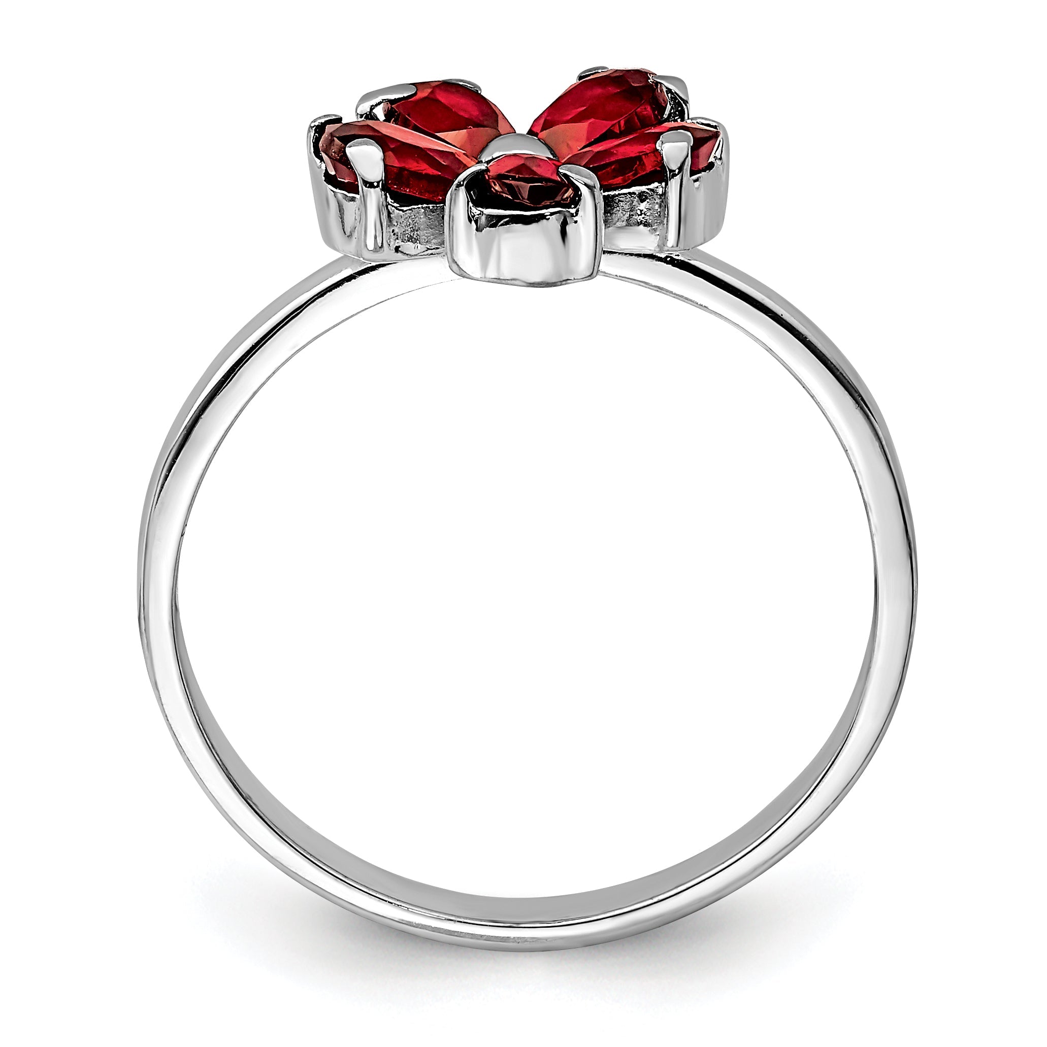 Sterling Silver Rhodium Plated Garnet Ring