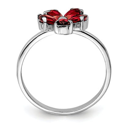 Sterling Silver Rhodium Plated Garnet Ring