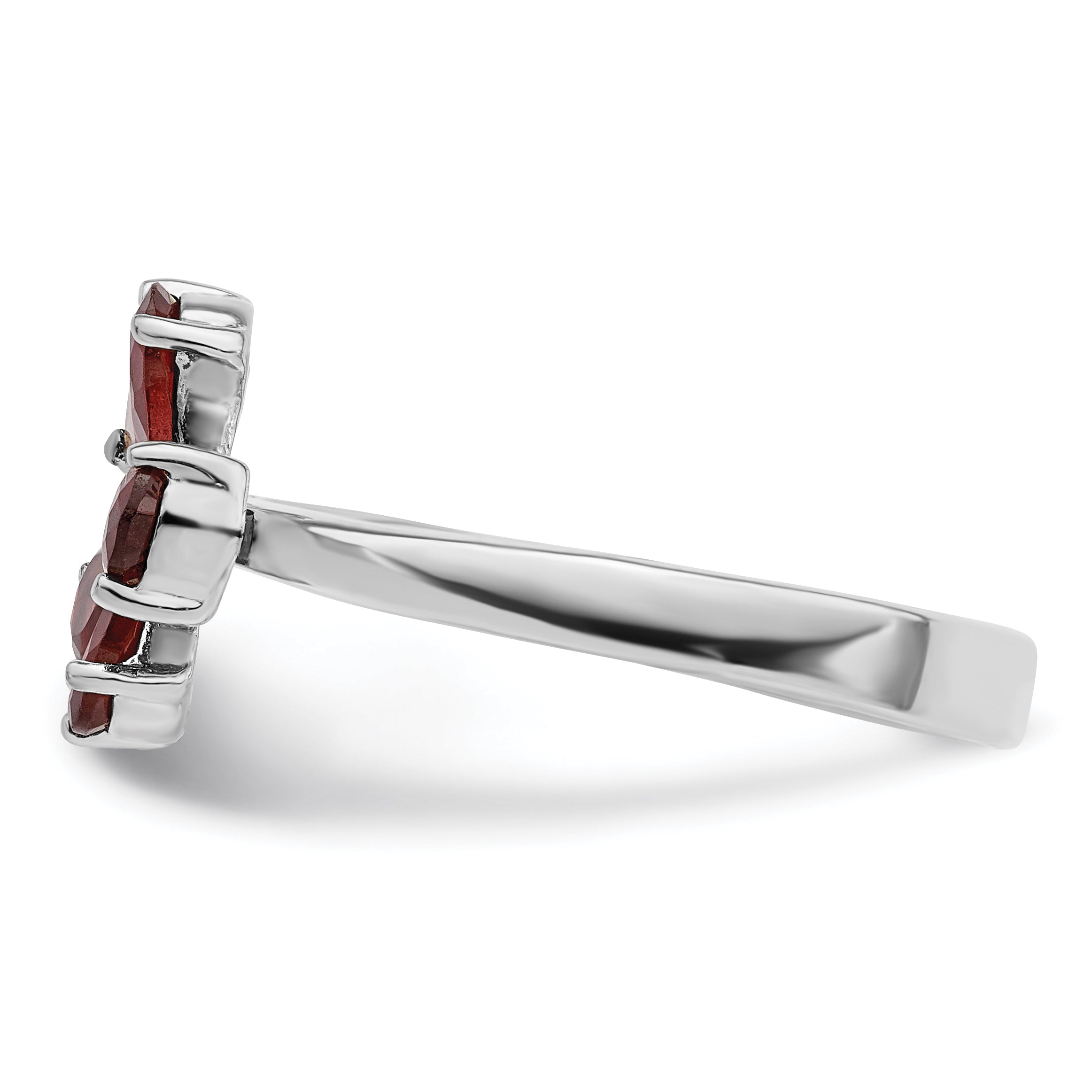 Sterling Silver Rhodium Plated Garnet Ring