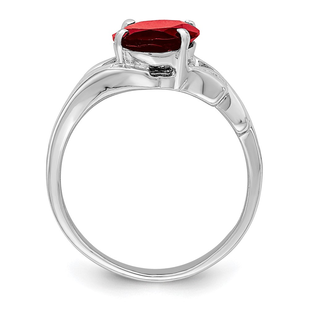 Sterling Silver Rhodium Plated Garnet Ring