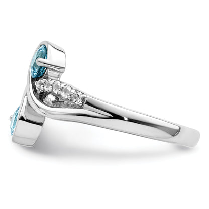 Sterling Silver Rhod Plated .8T.W. Lsbt/White Topaz Swirl Ring