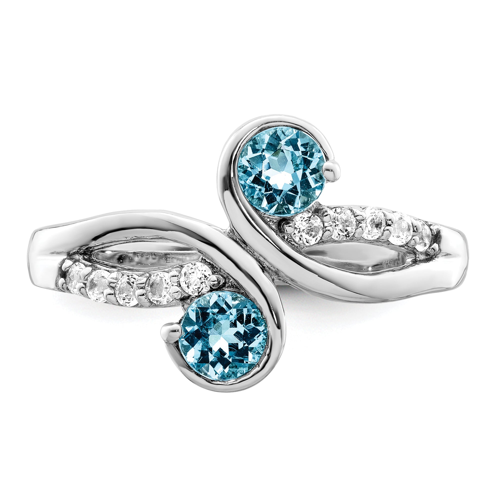 Sterling Silver Rhod Plated .8T.W. Lsbt/White Topaz Swirl Ring