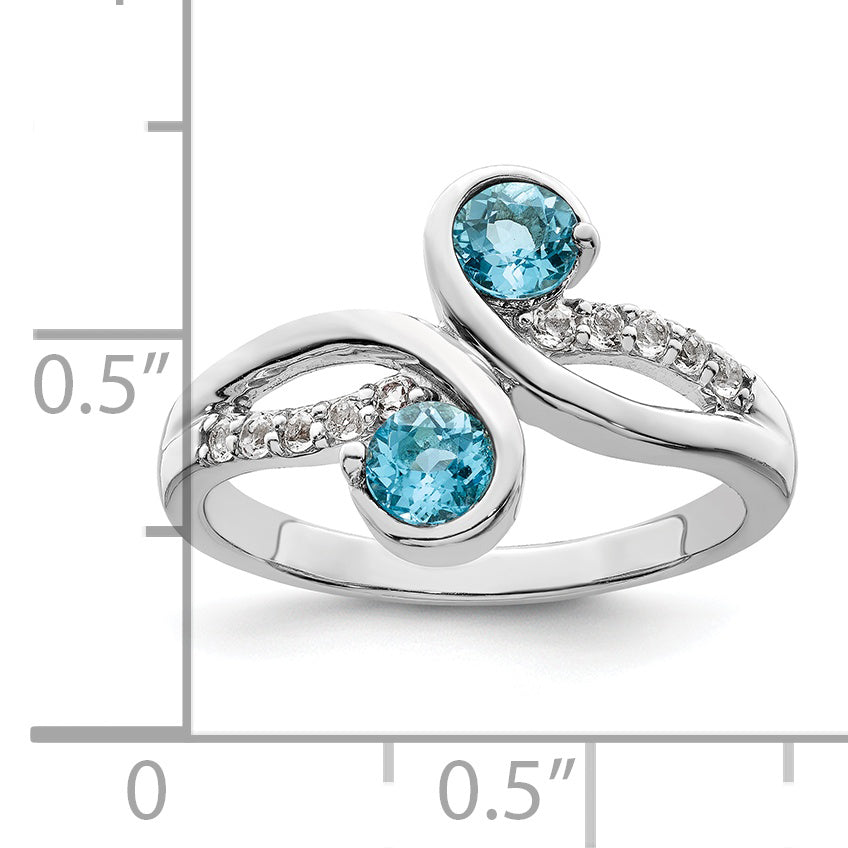 Sterling Silver Rhod Plated .8T.W. Lsbt/White Topaz Swirl Ring