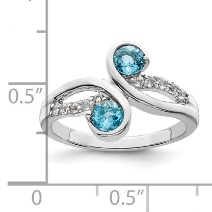 Sterling Silver Rhod Plated .8T.W. Lsbt/White Topaz Swirl Ring