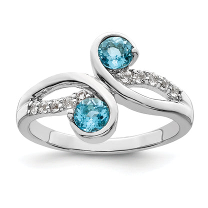 Sterling Silver Rhod Plated .8T.W. Lsbt/White Topaz Swirl Ring