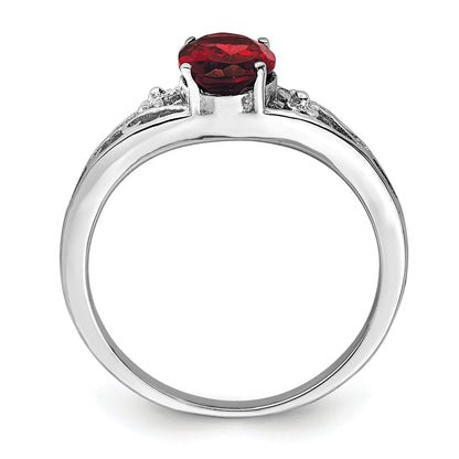 Sterling Silver Rhodium Plated Garnet Ring