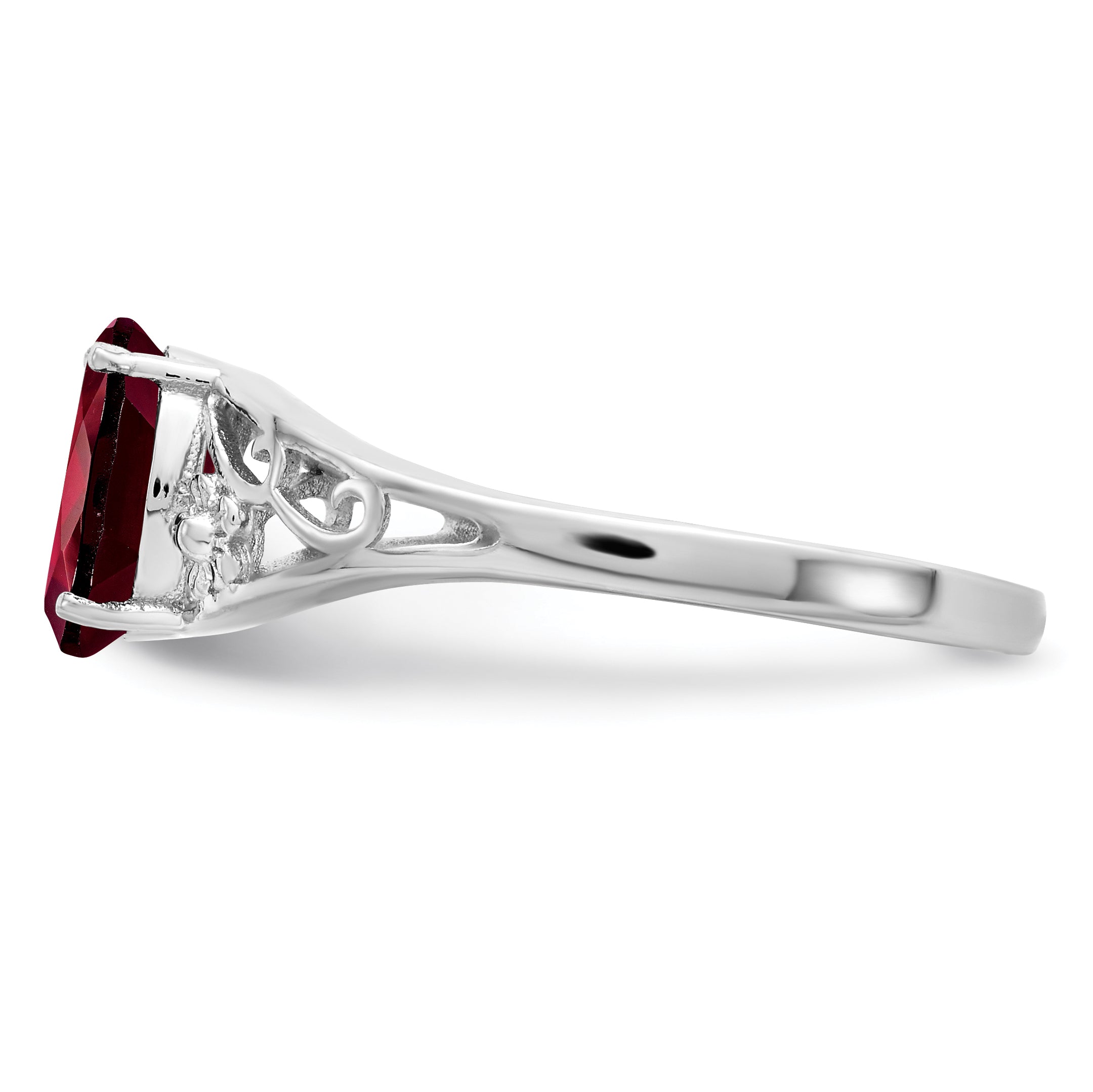 Sterling Silver Rhodium Plated Garnet Ring
