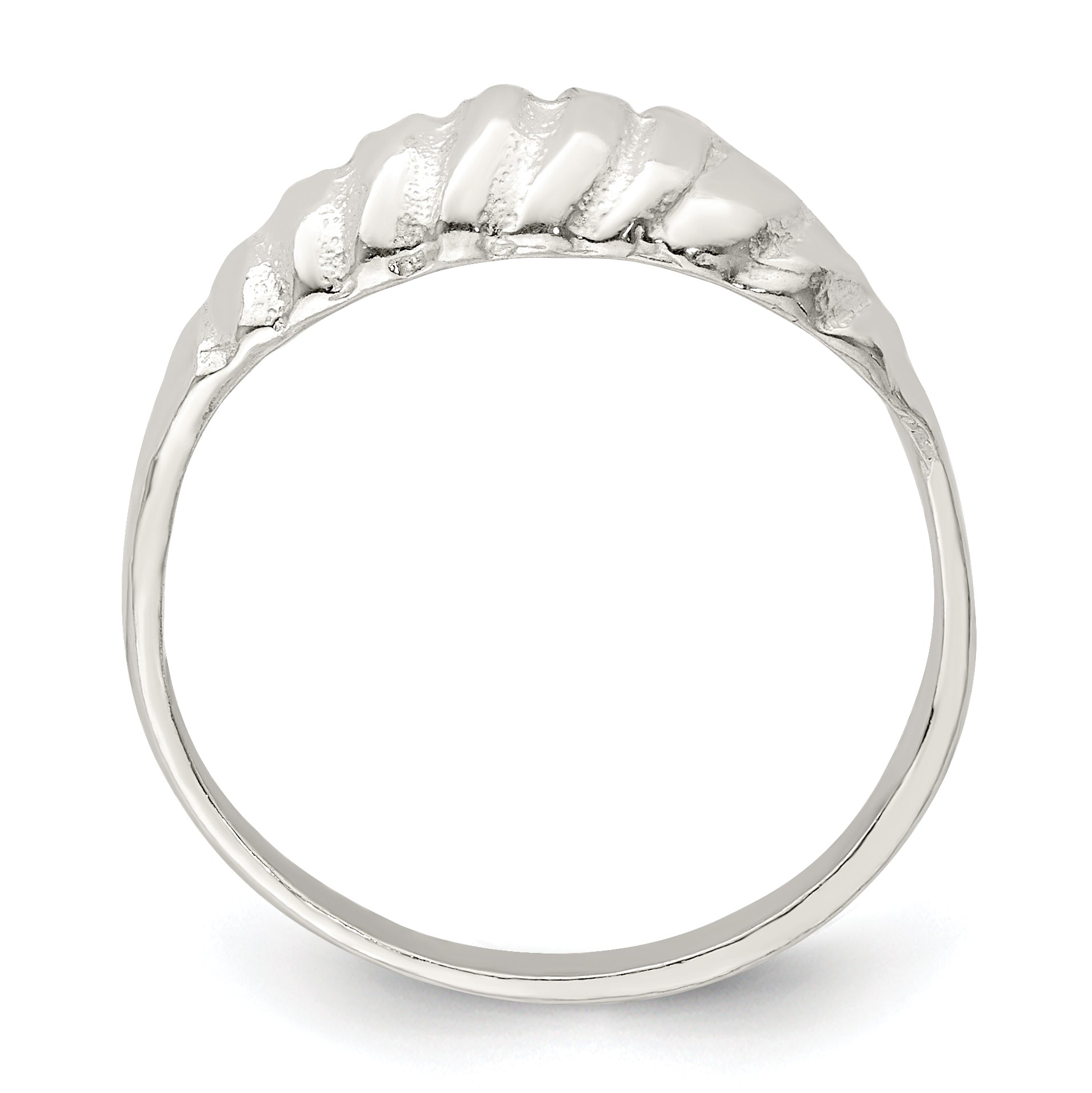 Sterling Silver Diamond Cut Domed Ring