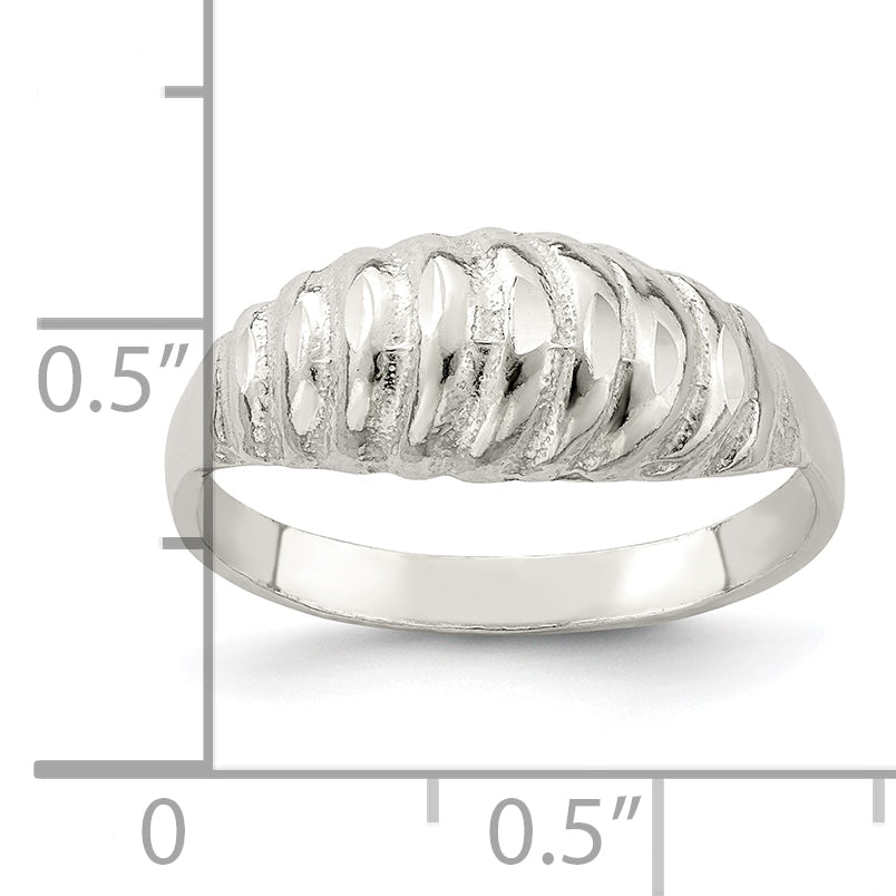 Sterling Silver Diamond Cut Domed Ring