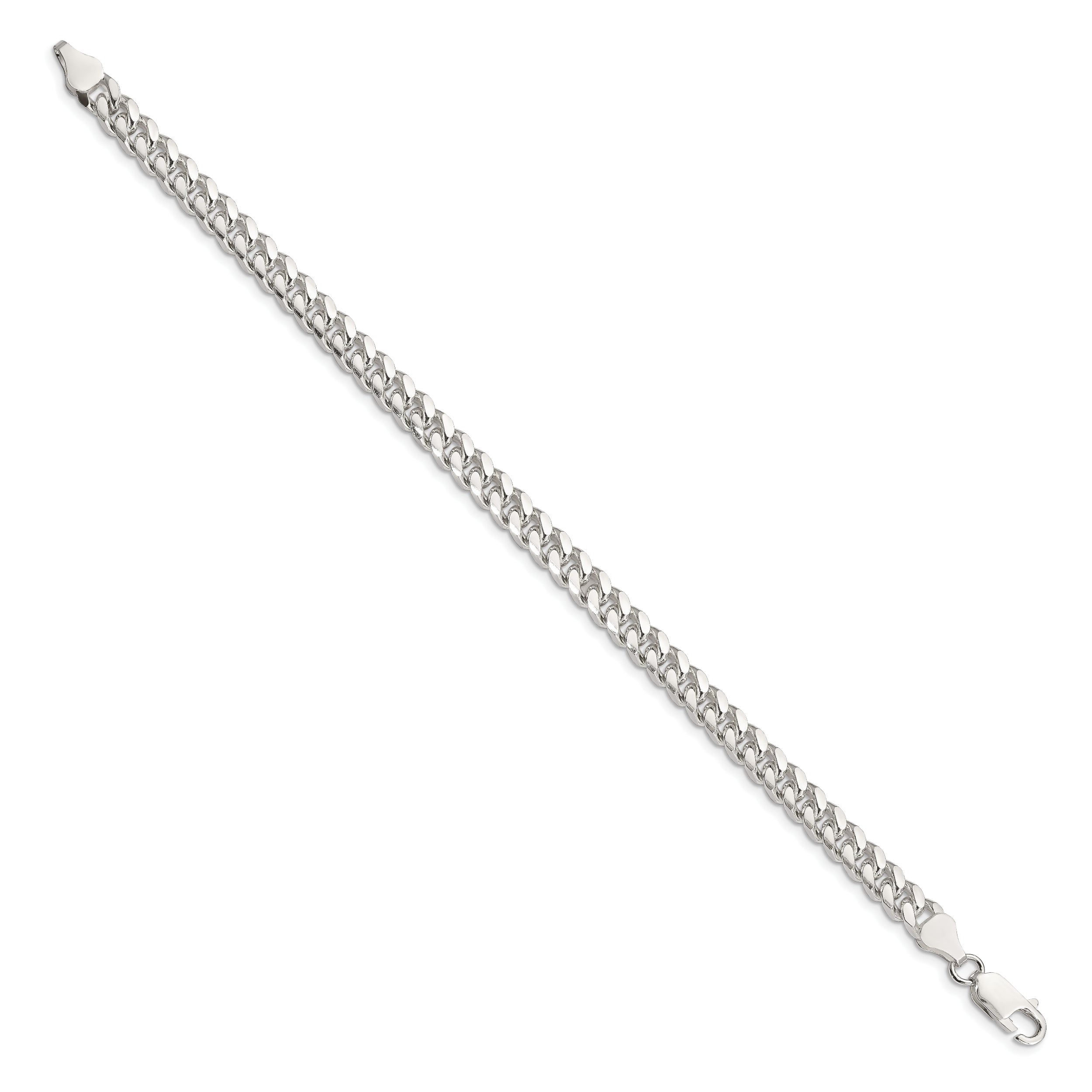 Sterling Silver 6mm Domed W/ Side D/C Curb Chain Bracelet