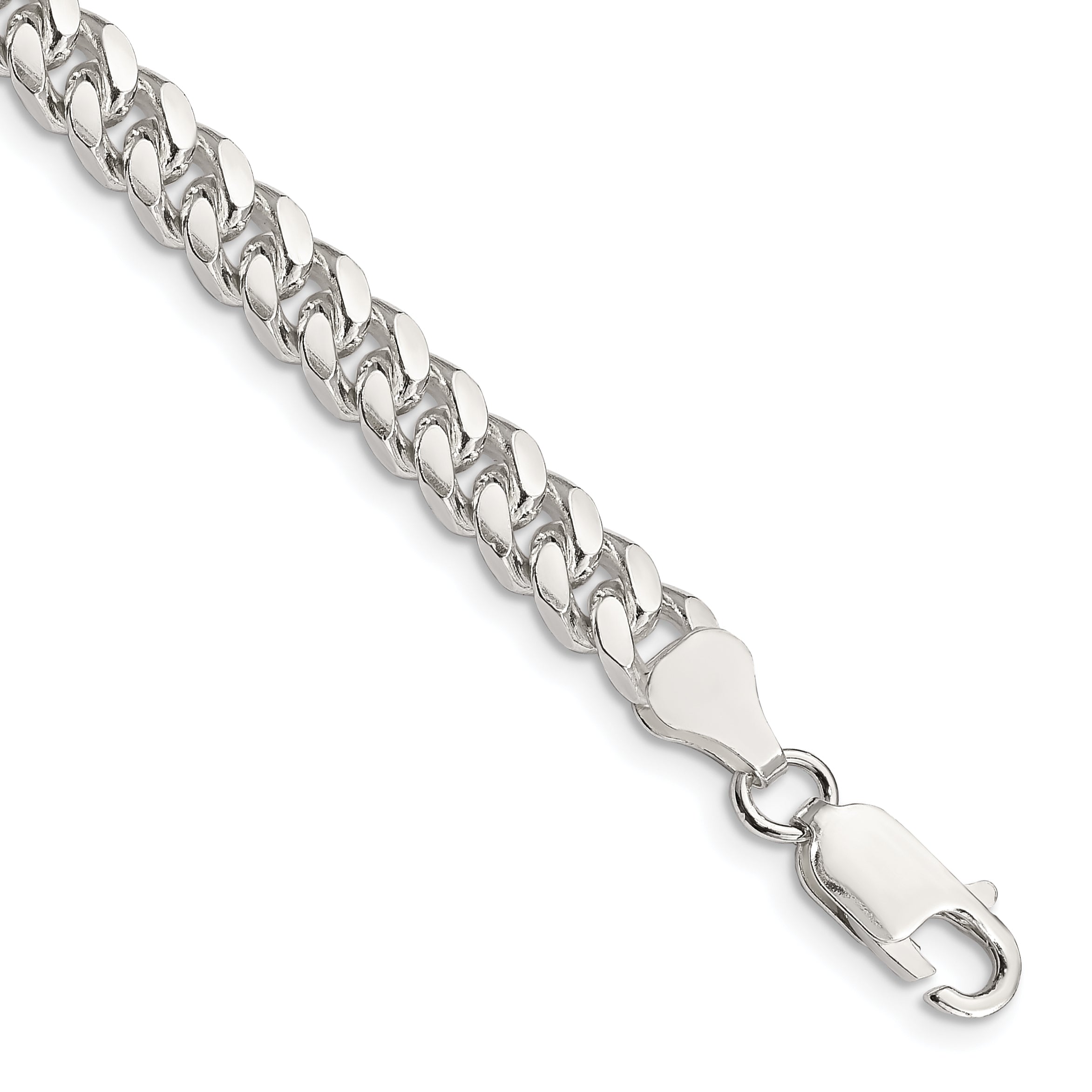 Sterling Silver 6mm Domed W/ Side D/C Curb Chain Bracelet
