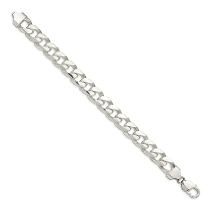 10 Inch Sterling Silver 11mm Domed W/ Side D/C Curb Chain Bracelet