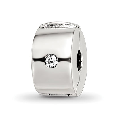 Sterling Silver Reflections Hinged Cz Clip Bead