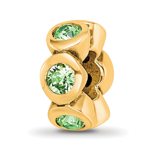 Ss/Gold Plated Sterling Silver Gold-Plated Reflections Aug Green Preciosa Crystal Bead