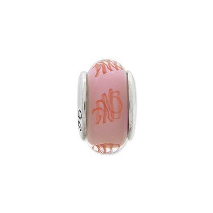 Sterling Silver Reflections Pink/Red Scribbles Hand-Blown Glass Bead