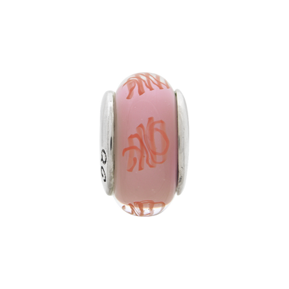 Sterling Silver Reflections Pink/Red Scribbles Hand-Blown Glass Bead