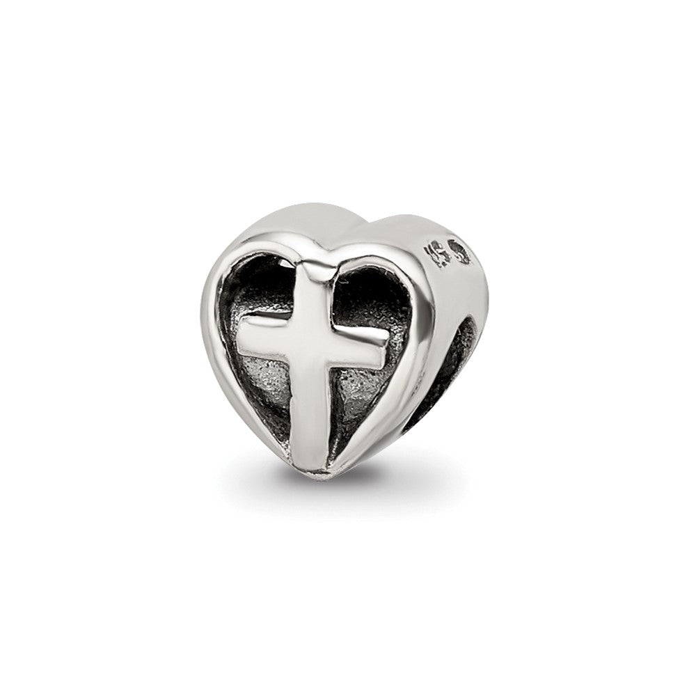 Sterling Silver Reflections Kids Heart W/Cross Bead