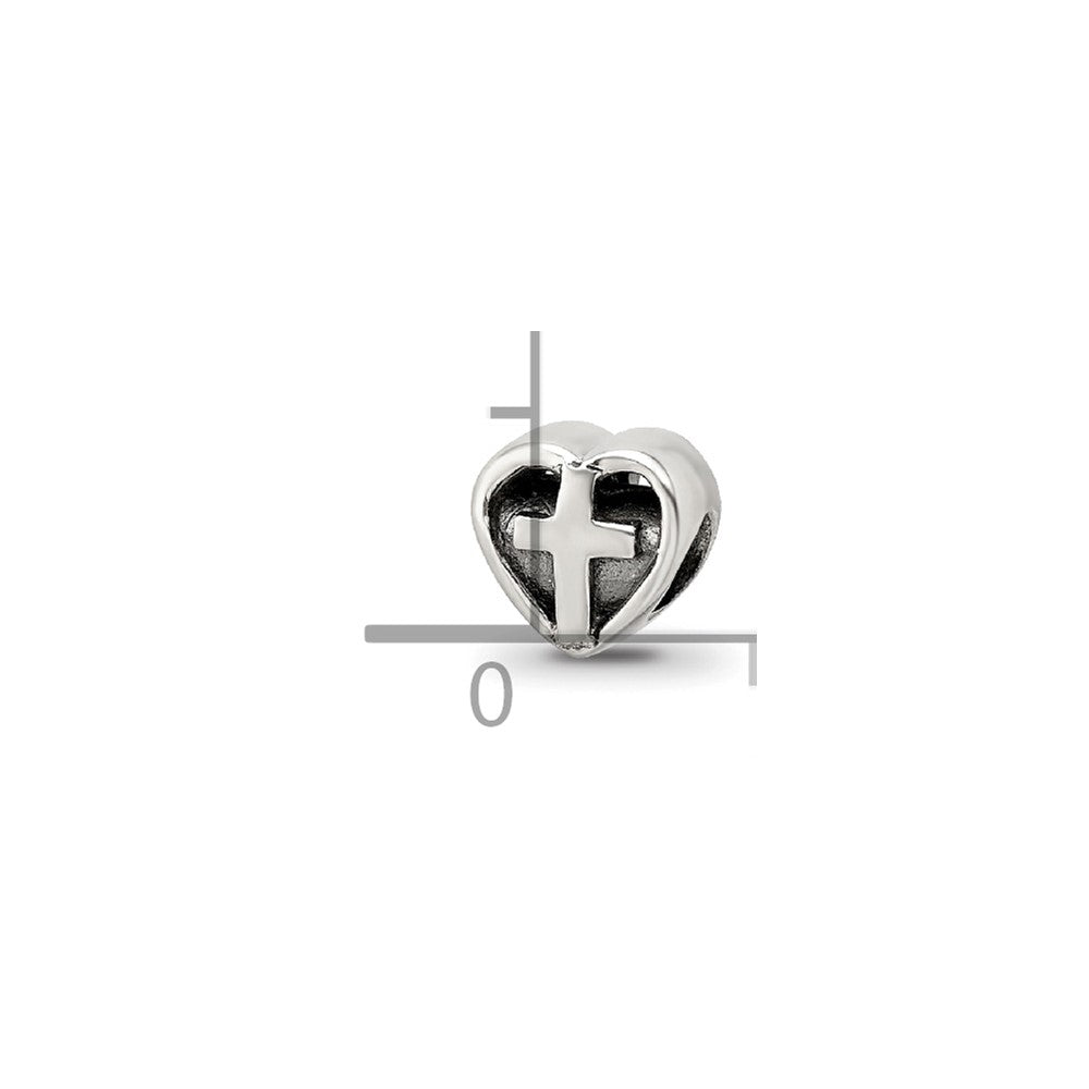 Sterling Silver Reflections Kids Heart W/Cross Bead