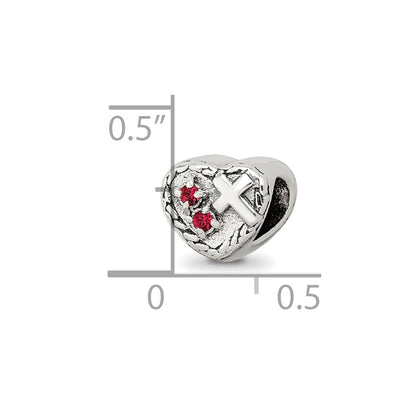 Sterling Silver Reflections Cz And Cross Heart Bead